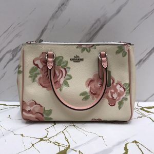 COACH Surrey Carryall Satchel in Chalk Rose Print