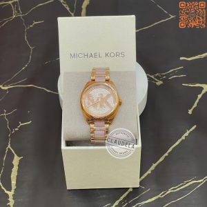 Michael Kors Women’s Janelle Three- Hand Rose Gold-Tone Stainless Steel Watch (MK7089)