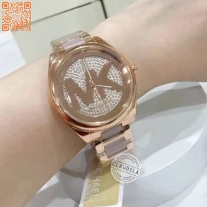 Michael Kors Women’s Janelle Three- Hand Rose Gold-Tone Stainless Steel Watch (MK7089)