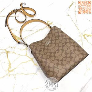 COACH Signature Town Bucket in Khaki Honeycomb