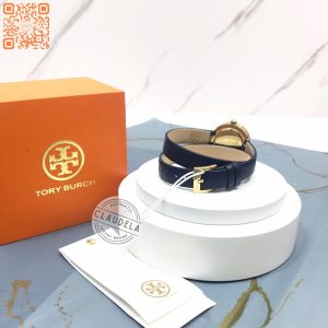TORY BURCH Reva Gold Stainless Double Strap Navy Leather Women's Watch (TBW4032)