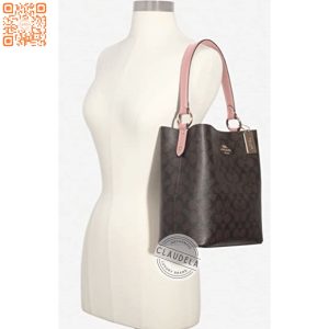 COACH Signature Town Bucket in Brown Shell Pink