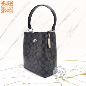 COACH Signature Town Bucket Small in Graphita Wine Black