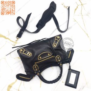 BALENCIAGA Metallic Edge Mini City in Black with Gold Hardware (GHW)