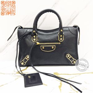 BALENCIAGA Metallic Edge Small City in Black with Gold Hardware (GHW)