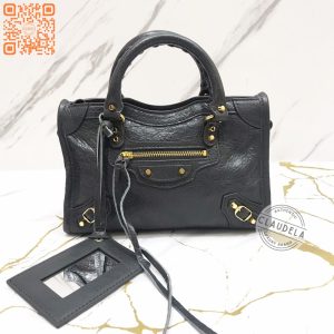 BALENCIAGA Classic Nano City in Dark Grey with Gold Hardware (GHW)