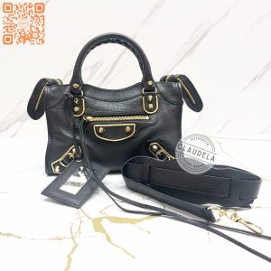 BALENCIAGA Metallic Edge Mini City in Black with Gold Hardware (GHW)