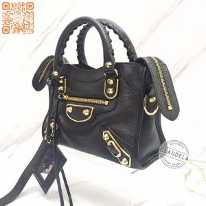 BALENCIAGA Metallic Edge Mini City in Black with Gold Hardware (GHW)