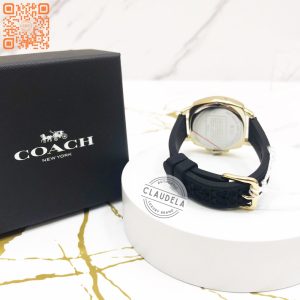 COACH Boyfriend Gold Dial Black Silicone Strap Watch (14503980)