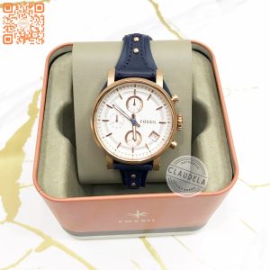 FOSSIL Boyfriend Chronograph Navy Leather Watch (ES3838)