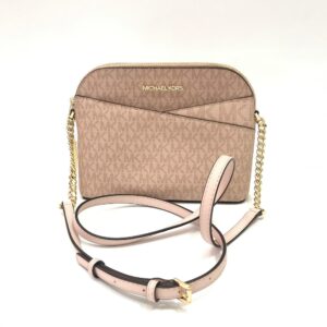 Michael Kors Jet Set Dome Criscros Medium Crossbody in Signature Powder Blush