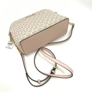 Michael Kors Jet Set Dome Criscros Medium Crossbody in Signature Vanilla Pink