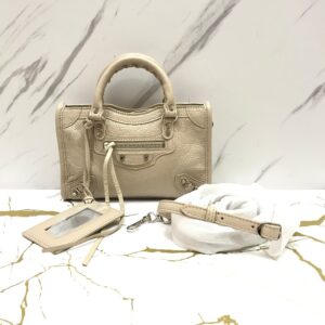 Balenciaga Classic Nano City in Beige with Silver Hardware (SHW)