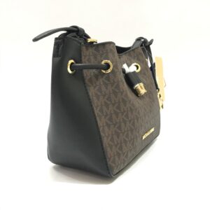 Michael Kors Phoebe Small Bucket in Signature Brown Black
