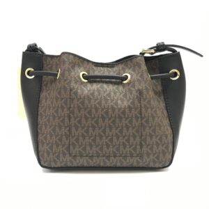 Michael Kors Phoebe Small Bucket in Signature Brown Black