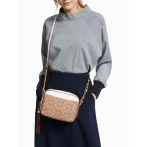 Coach Camera Bag in Signature Khaki Chalk