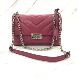 Michael Kors Cece Medium Quilted Leather Convertible Shoulder Bag in Berry