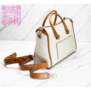 Michael Kors Carine Satchel Medium Signature Vanilla Acorn