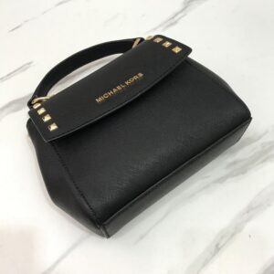 Michael Kors Karla XS Top Handle in Black with Gold Studs