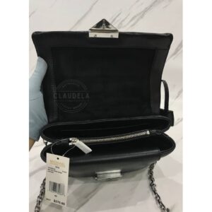 Michael Kors Cece Medium Quilted Leather Convertible Shoulder Bag in Black Silver