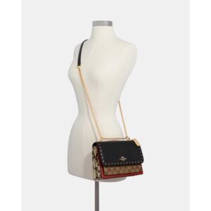 Coach Klare Shoulder Bag in Signature Khaki Black with Rivets