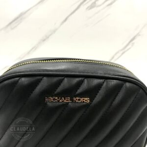 MICHAEL KORS Rose Oval Camera Bag Small in Quilted Black Leather GHW