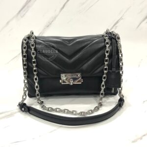 Michael Kors Cece Medium Quilted Leather Convertible Shoulder Bag in Black Silver