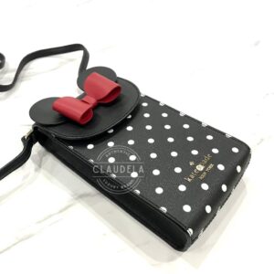 Kate Spade x Disney New York Minnie Phone Crossbody in Black Polkadot