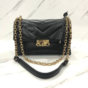 Michael Kors Cece Medium Quilted Leather Convertible Shoulder Bag in Black Gold