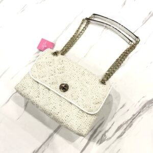 Kate Spade Natalia Medium Sequin Tweed Fabric in White Multi