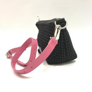 Bimba Y Lola Crossbody Woven Black Pink Strap