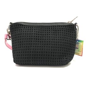 Bimba Y Lola Crossbody Woven Black Pink Strap