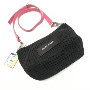 Bimba Y Lola Crossbody Woven Black Pink Strap