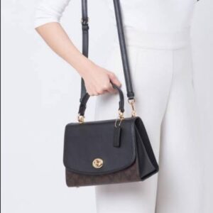 Coach Tilly Top Handle Satchel Carryall in Signature Dark Brown
