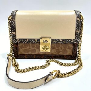 Coach Hutton Shoulder Bag in Signature Tan Ivory Snakeskin