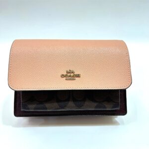 Coach Klare Mini Belt Bag Signature Brown Shell Pink