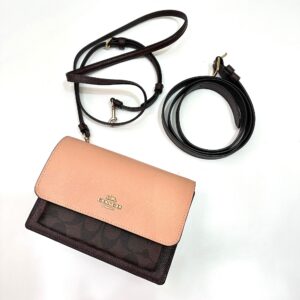 Coach Klare Mini Belt Bag Signature Brown Shell Pink