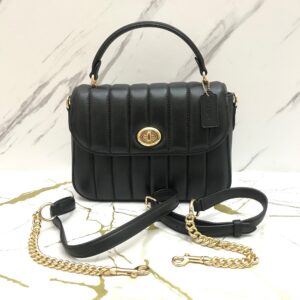 Coach Marlie Top Handle Satchel in Black Quilted