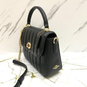 Coach Marlie Top Handle Satchel in Black Quilted