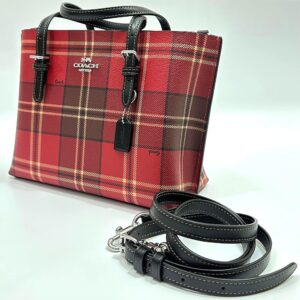 Coach Mollie 25 Satchel in Tartan Plaid Print Red Multi - TEST