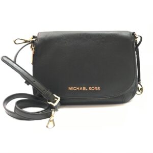 MICHAEL KORS Bedford Flap Medium Convertible Shoulder Bag in Black Leather