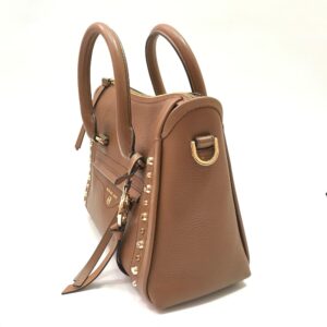 Michael Kors Carine Satchel Small Studded in Luggage Leather