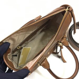 Michael Kors Carine Satchel Small Studded in Luggage Leather