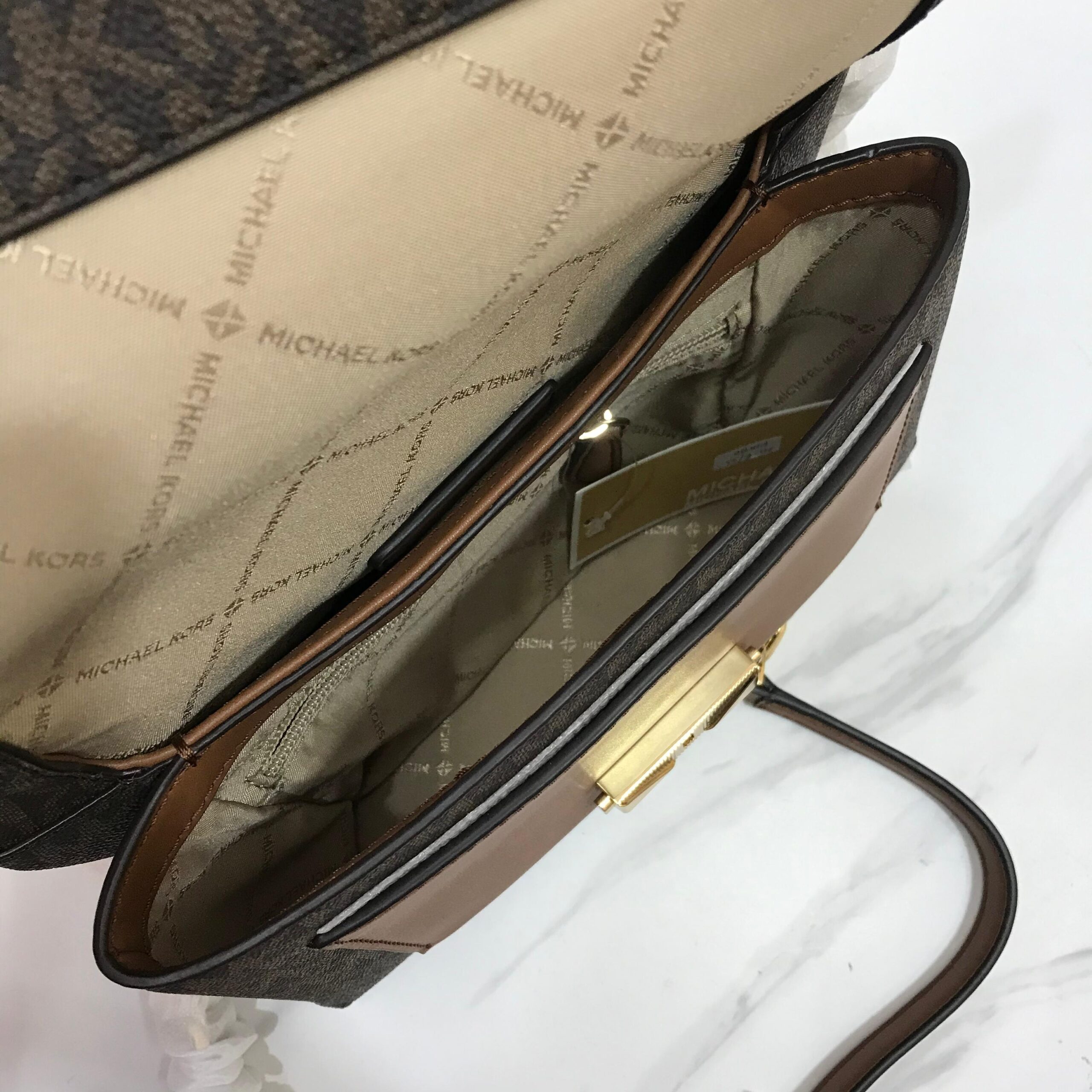 Michael Kors Cece Medium Shoulder Bag in Signature Brown Black