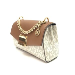 Michael Kors Lita Small Crossbody in Signature Vanilla / Acorn