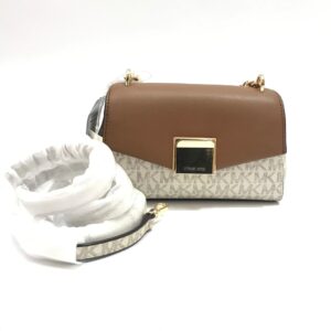 Michael Kors Lita Small Crossbody in Signature Vanilla / Acorn