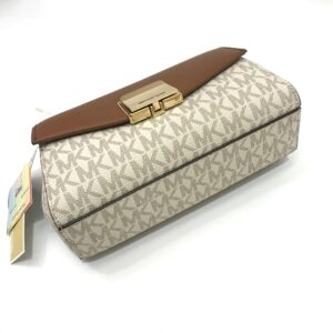 Michael Kors Lita Small Crossbody in Signature Vanilla / Acorn