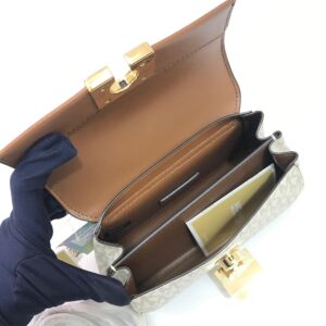 Michael Kors Lita Small Crossbody in Signature Vanilla / Acorn
