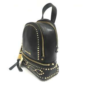 MICHAEL KORS Rhea Backpack Mini (XS) in Black Leather with Studs