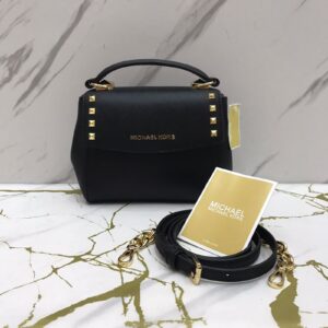 Michael Kors Karla XS Top Handle in Black with Gold Studs